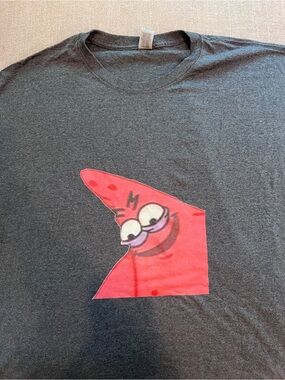 Gildan Dark Gray Crewneck T-Shirt with Patrick Star